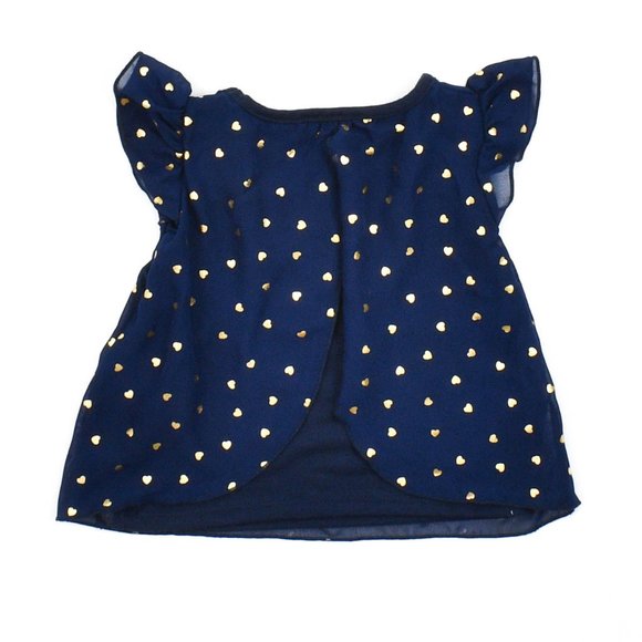 Toddler Girl's Gold Hearts Pattern Layered Top - Picture 2 of 3